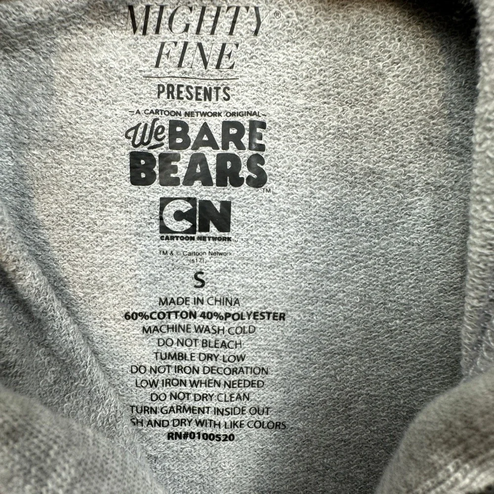 Hot Topic We Bare Bears Chenille Patch Hoodie Gray Cartoon Network SM NWT